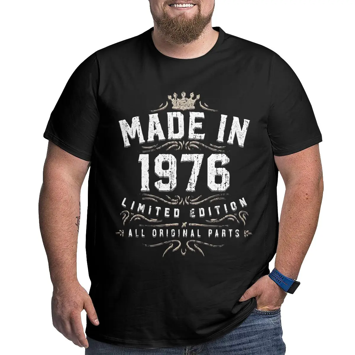 

Made In 1976 All Original Parts - Birthday gift T-Shirts for Men Vintage 100% Cotton Big Tall Tees Big Size 4XL 5XL 6XL Clothes