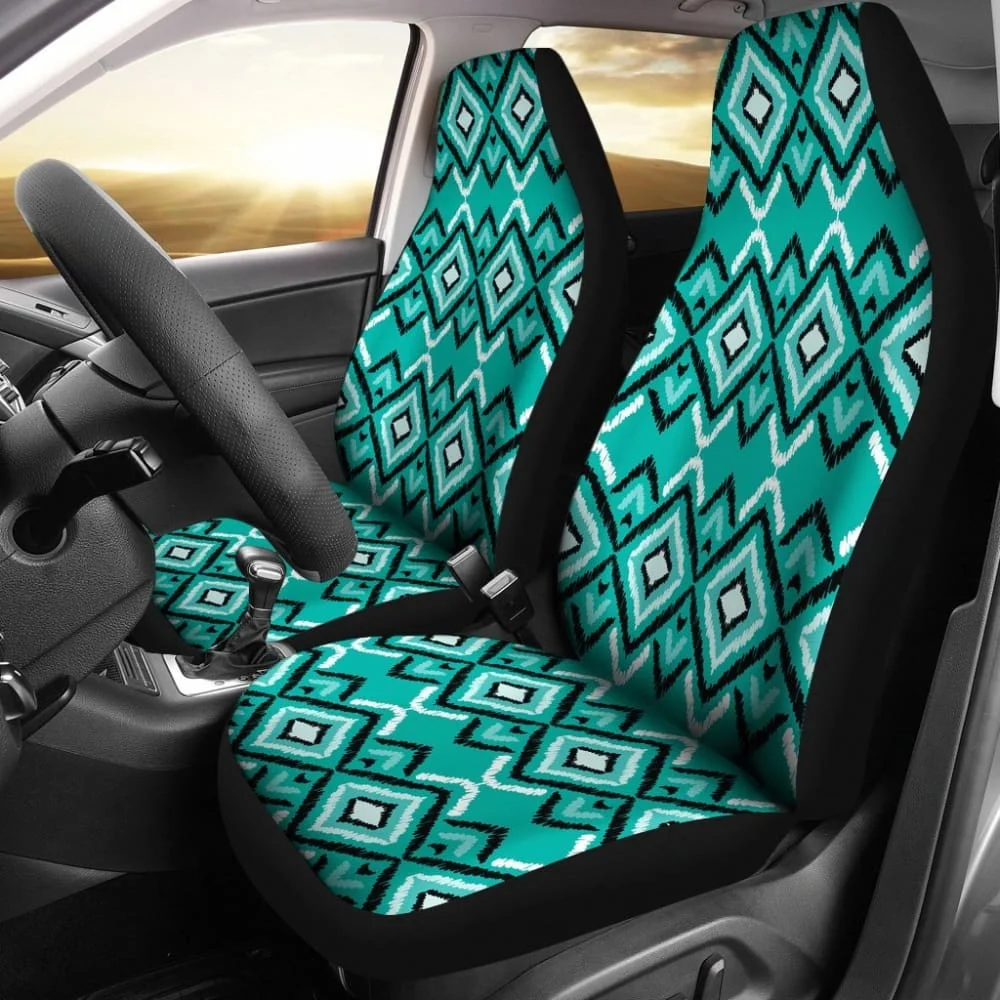 

Teal Aztec Car Seat Covers,Pack of 2 Universal Front Seat Protective Cover