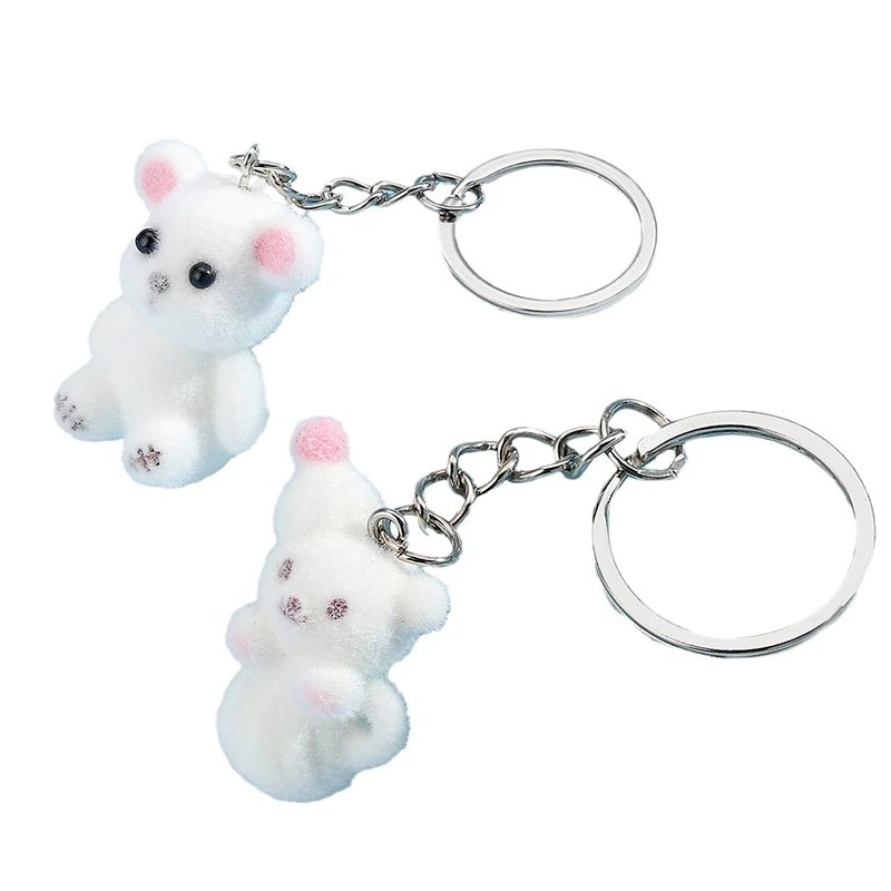Милый флокированный брелок с медведем мультяшный 3D изображением животных милый