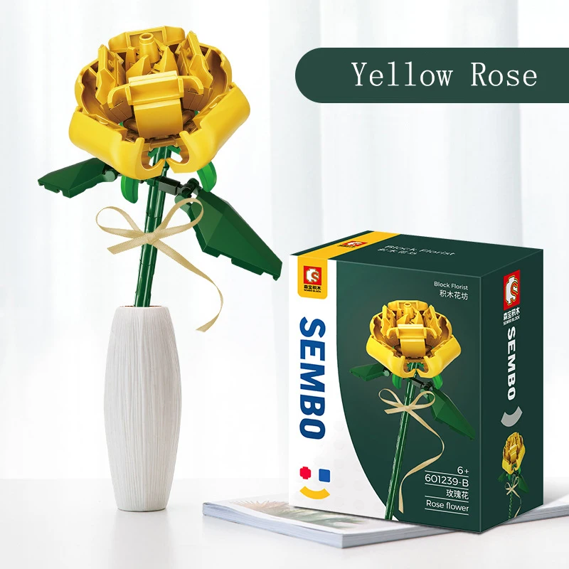 

DIY Building Blocks Romantic Roses Bouquet 3D Model Brick Children's Educational Toys Girls Gifts Children's Day Gifts for Girls