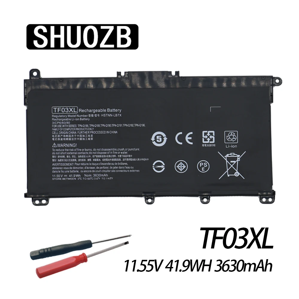 

Аккумулятор SHUOZB TF03XL TF03 для HP Pavilion 15-CC 14-BF 14-bp080nd 14-bf033TX 14-bf008TU HSTNN-LB7X Q188 Q190