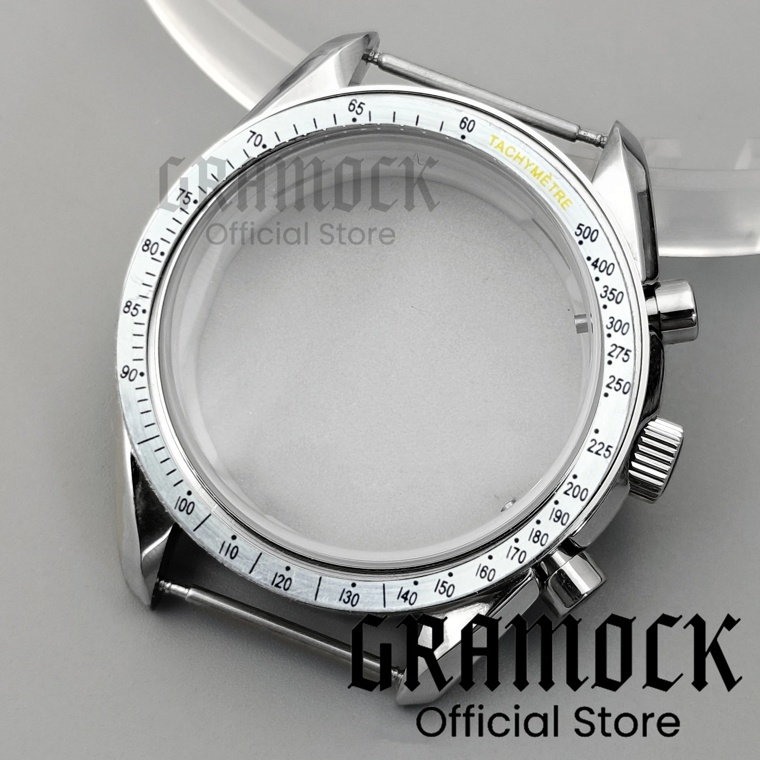Фото Стеклянный корпус Gramock 40 мм с покрытием из стали 316L, желтый, серый, черный, красный, аксессуары для часов, подходят для VK63 VK64 VK67 VK68, кварцевый механизм №3