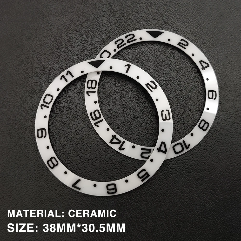 Модификация часов 38 мм Безель Высокое Качество Молочно-белый керамический GMT 12/24