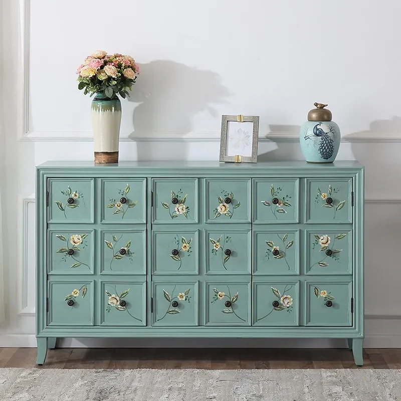 Боковой сервант Шкафы для гостиной Комодный шкафчик Кухонная витрина из массива