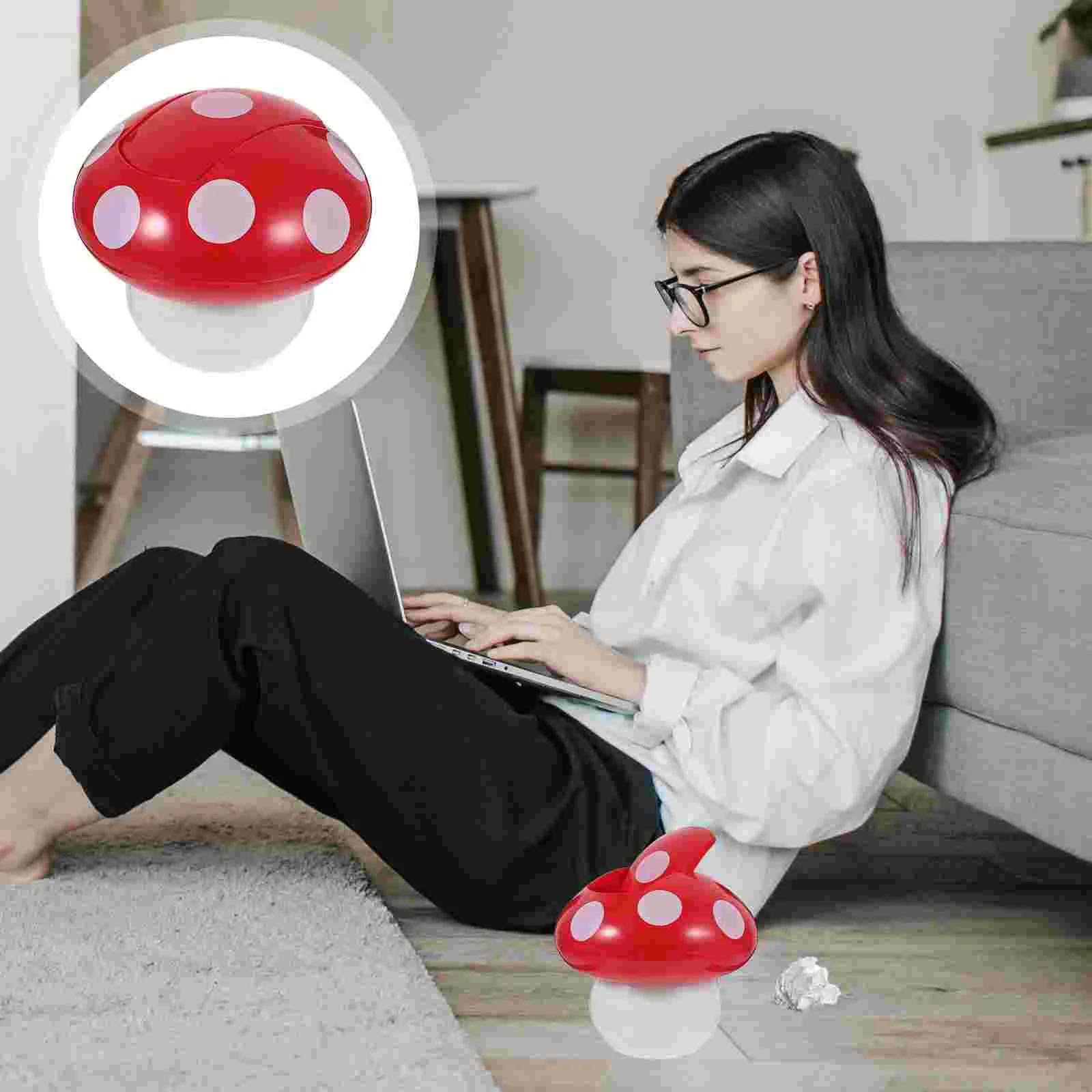 

Mushroom Mini Trash Can Adorable Garbage Bin Trash Can with Lid Desktop Trash Can