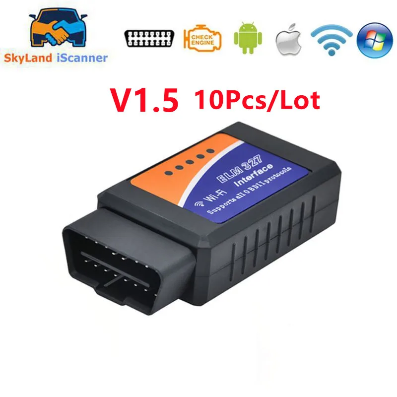 

10Pcs OBD2 Scanner ELM327 V1.5 WiFi & PIC18F25K80 Chip OBDII Diagnostic Tools For IPhone Android/IOS/PC ELM 327 Auto Code Reader