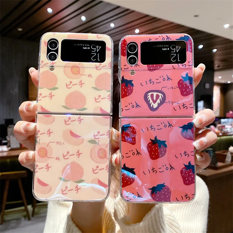 

Strawberry Peach Phone Case for Samsung Galaxy Z Flip 3 Z Flip 4 Hard PC Back Cover for ZFlip3 ZFlip4 Case Shell