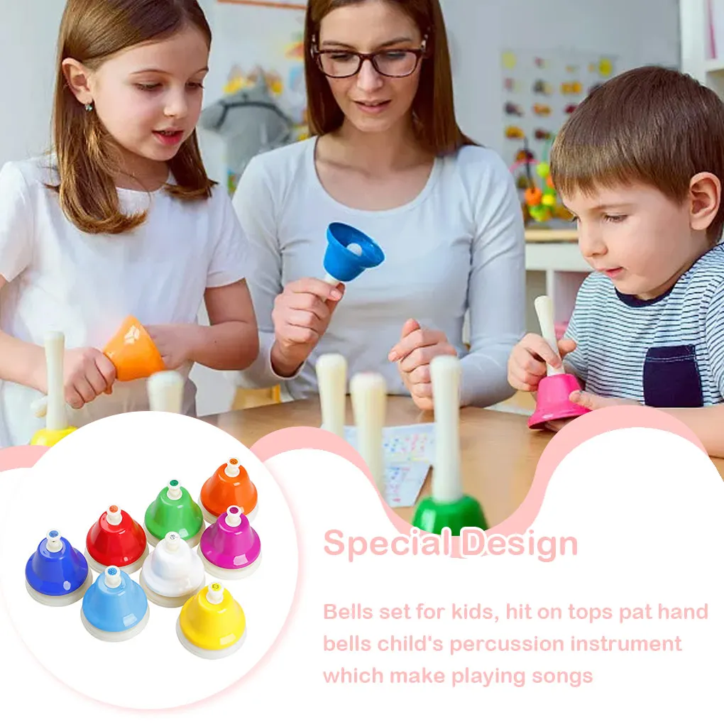 

8-Note Hand Bell Toy Percussion Instrument Musical Early Set Teaching Aids
