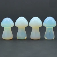 Opalite & Opal Mushroom Figurine Garden Ceramic Statue Pot Decoration Lawn Ornaments Gemstone Crystal for Outdoor 4PCS