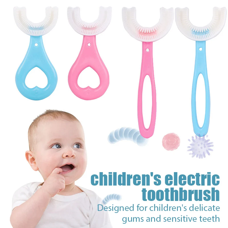 

U-shaped Baby Toothbrush Child Toothbrush Teethers Baby Silicone Brush Teeth Oral Care Cleaning Brush for Toddlers Ages 2-12 Hot