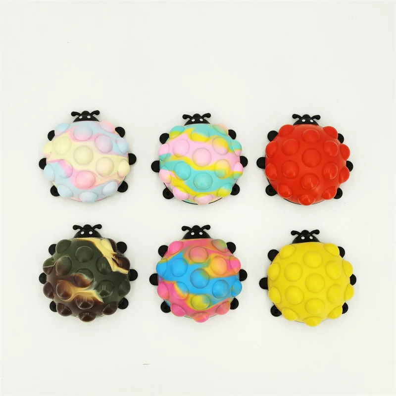 

New Pop Bubble Pinch Silicone Fidget Toys 3D Ladybug Decompression Toys Squeeze Balls Adult Stress Relief Ball for Kids