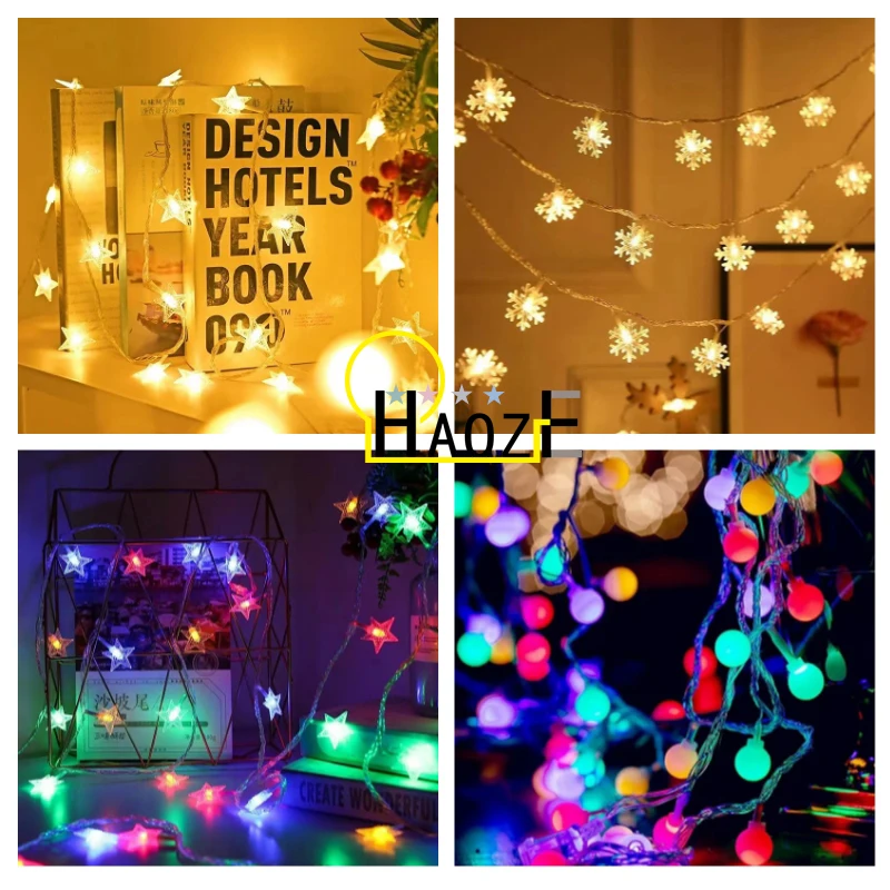 

Haoze Led String Light Waterproof Stars And Moon Curtain Lamp Outdoor Lighting Courtyard Garden Camping Chrismas Decoration