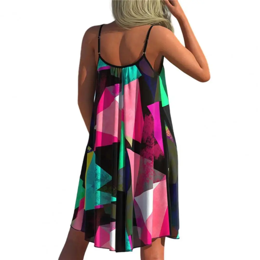 

High-quality Female Dress Loose Sweet Women Dress Fashion Women Beach Boho Print Draped Short Dress