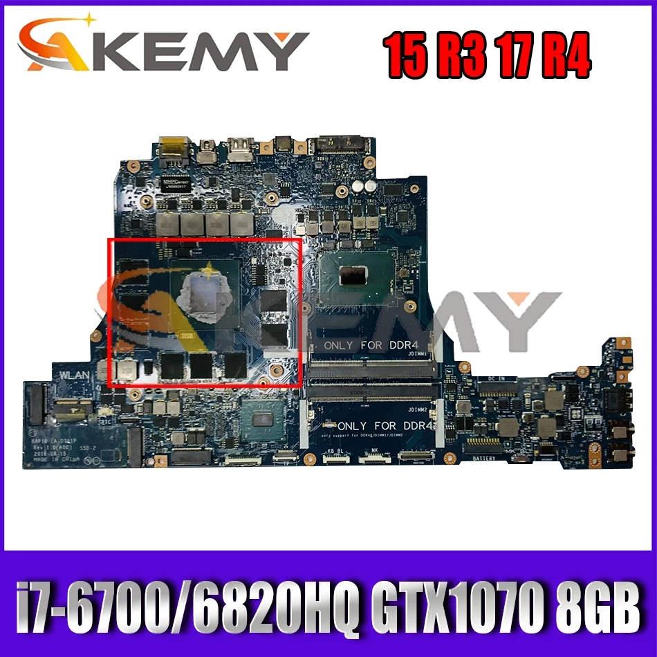 

For DELL Alienware 15 R3 17 R4 Laptop Motherboard BAP10 LA-D751P MB With i7-6700/6820HQ GTX1070 8GB CN-0VWNM2 0KPYXX 0147K8