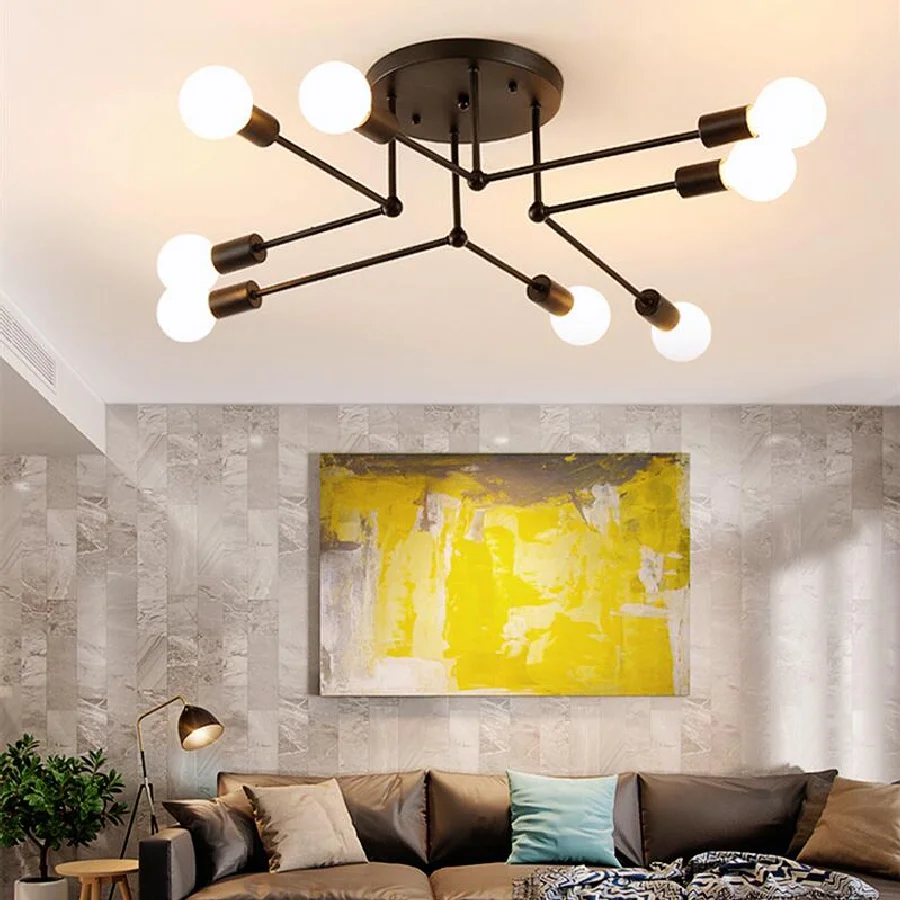 

Современная креативная комнатная Подвесная лампа, черный и золотой современный минималистичный индивидуальный потолочный светильник для ...