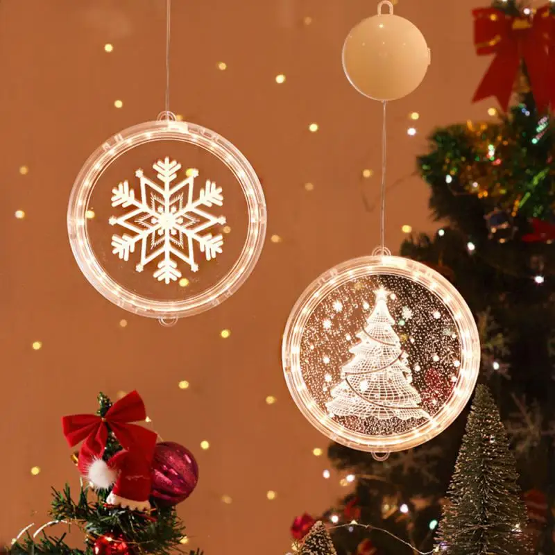 

3D Disc Hanging Lights LED Christmas Lights Bells Snowflakes Battery Lights Room Decoration Lights Festivals Novelty Lighting