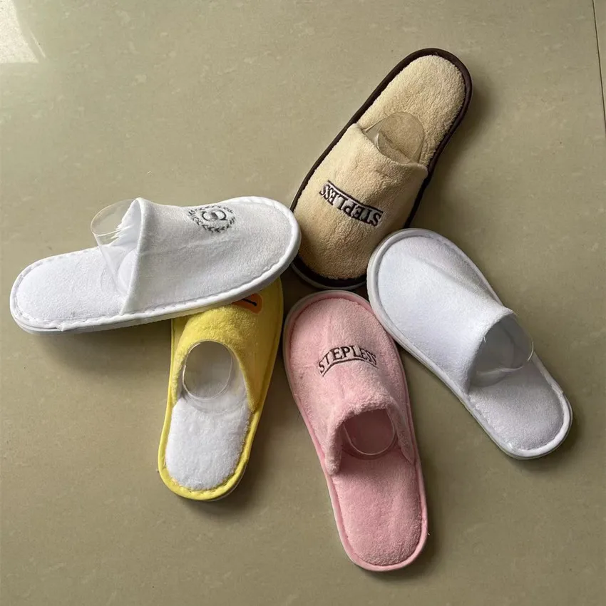 

5 Pairs/Lot Winter Slippers Girls Boys Disposable Hotel Slippers Kid's Home Slides Travel Sandals Hospitality Guest Footwear
