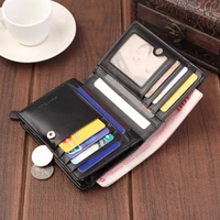 mens short wallet retro fashion youth vertical pu leather zipper wallet solid color high quality purse mens gift card holder
