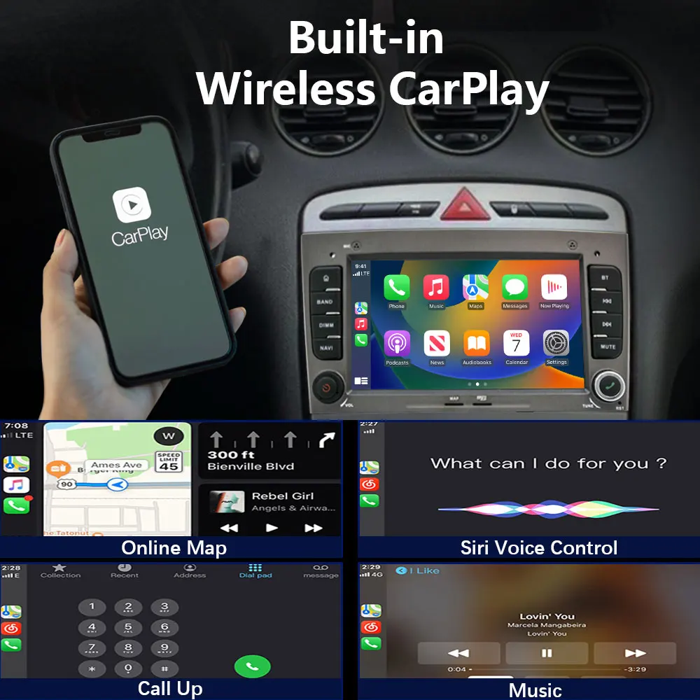 Автомобильный радиоприемник CHSTEK беспроводной Carplay для Peugeot 308 SW 408 T7 2007-2019