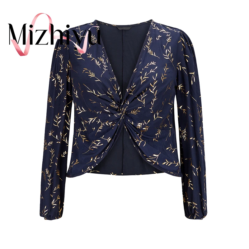 

Mizhiyu 2022 Summer Fashion New Leopard Print Long Sleeve Print Sexy Cropped Navel Ladies Daily Street Beach Party Clothing Tops