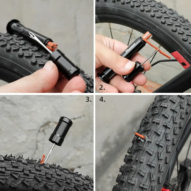 Deemount original Bicycle Tubeless Tire Repair Tool Tyre Drill Puncture for Urgent Glue Free Repair Optional  Rubber Stripe