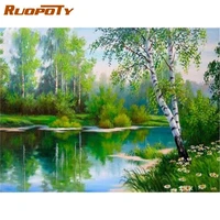ruopoty abstract 5d diamond painting with frame forest landscape diamond mosaic home decor for adult gift for handiwork