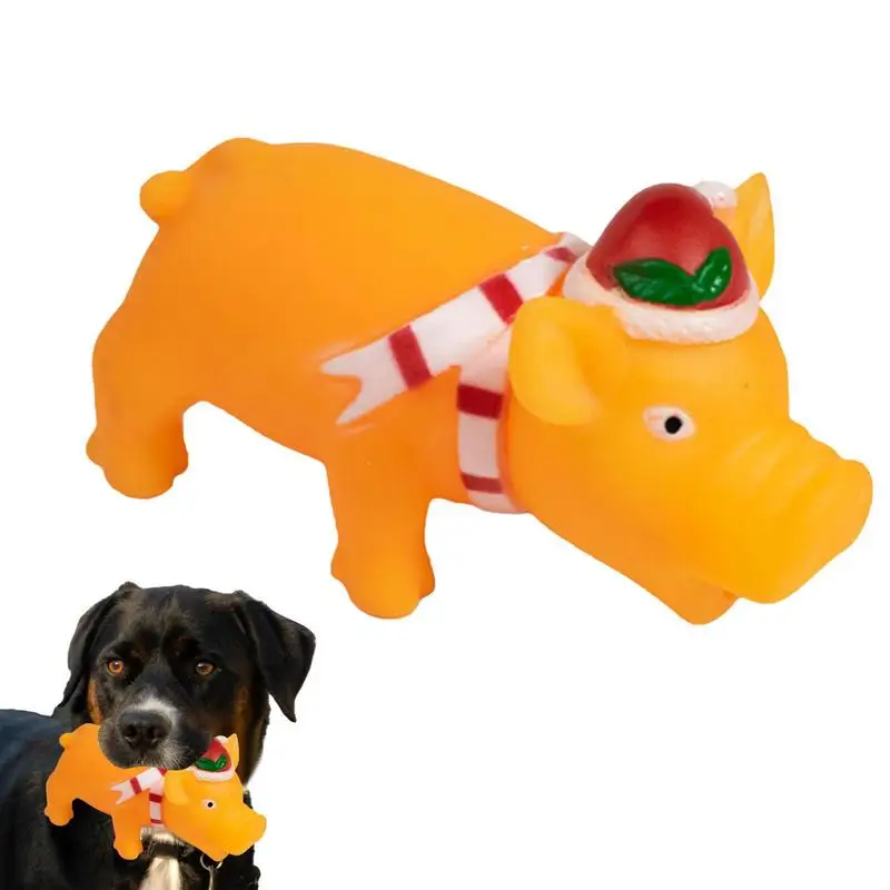 

Squeak Dog Toys | Pig Shape Dog Chew Toys With Sound Squeaker | Christmas Grunting Pig Dog Toy Xmas Self-Play Dog Squeeze Toy