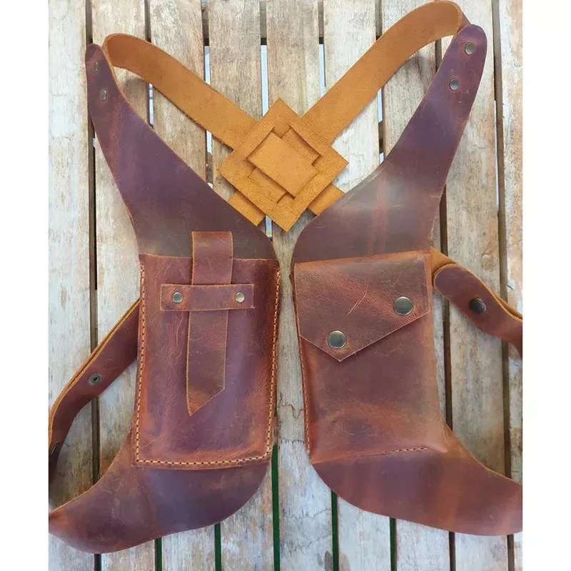 Кожаная сумка-Кобура в средневековом стиле винтажный двойной скрытый кошелек