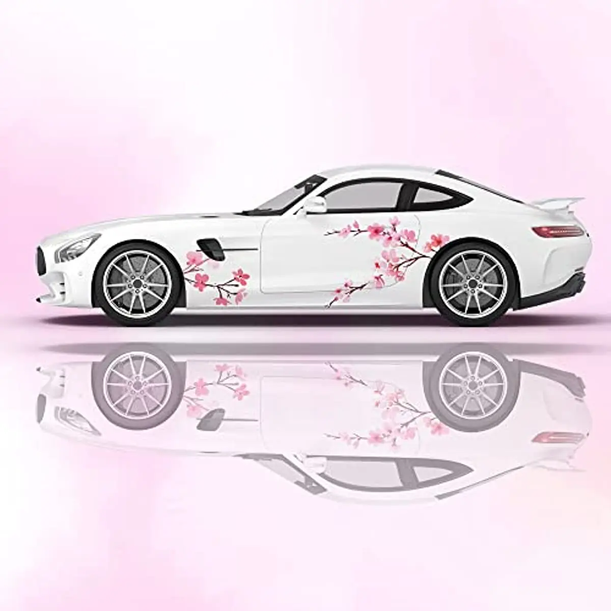 

2PCS Sakura Car Decals, Cherry Blossom Petal Side Wrap, Floral Vinyl Stickers, Car Body Stickers