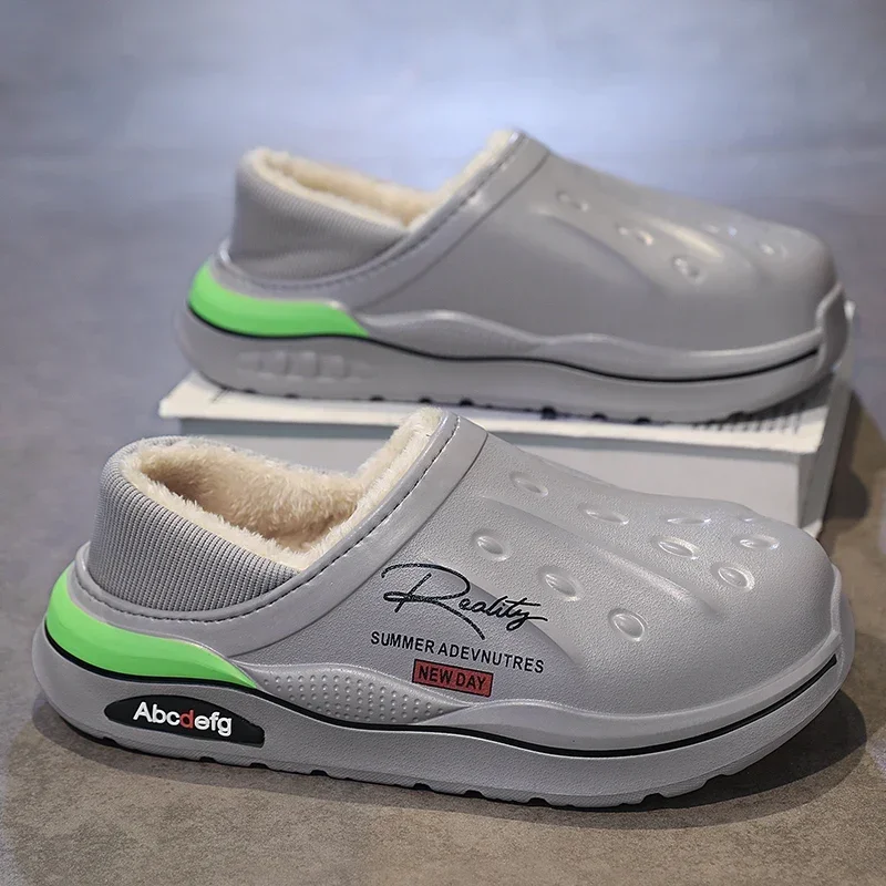 Мужские тапочки зимняя хлопковая обувь теплые плюшевые водонепроницаемые