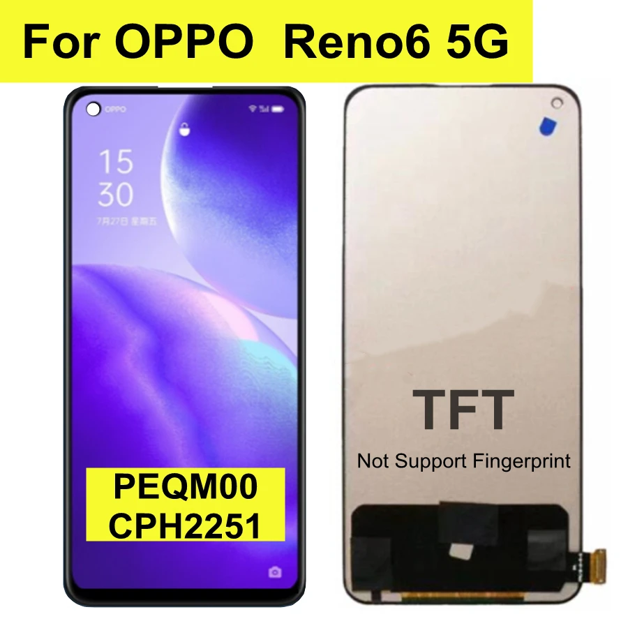 

6.43" For Oppo Reno6 5G LCD Display Touch Panel Screen Reno 6 5G LCDs Digitizer Assembly for OPPO PEQM00 CPH2251