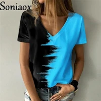 2022 new summer digital printing casual ladies t shirts short sleeve fashion patchwork loose women street clothes t shirt tops