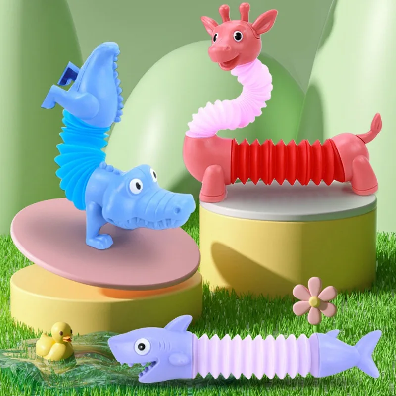 Pop Tube Dog Snail Shark Sensory Push It Bubble Balls Decompression Pipe Anti-stress Fidget Autism Anxiety Bellows Toys