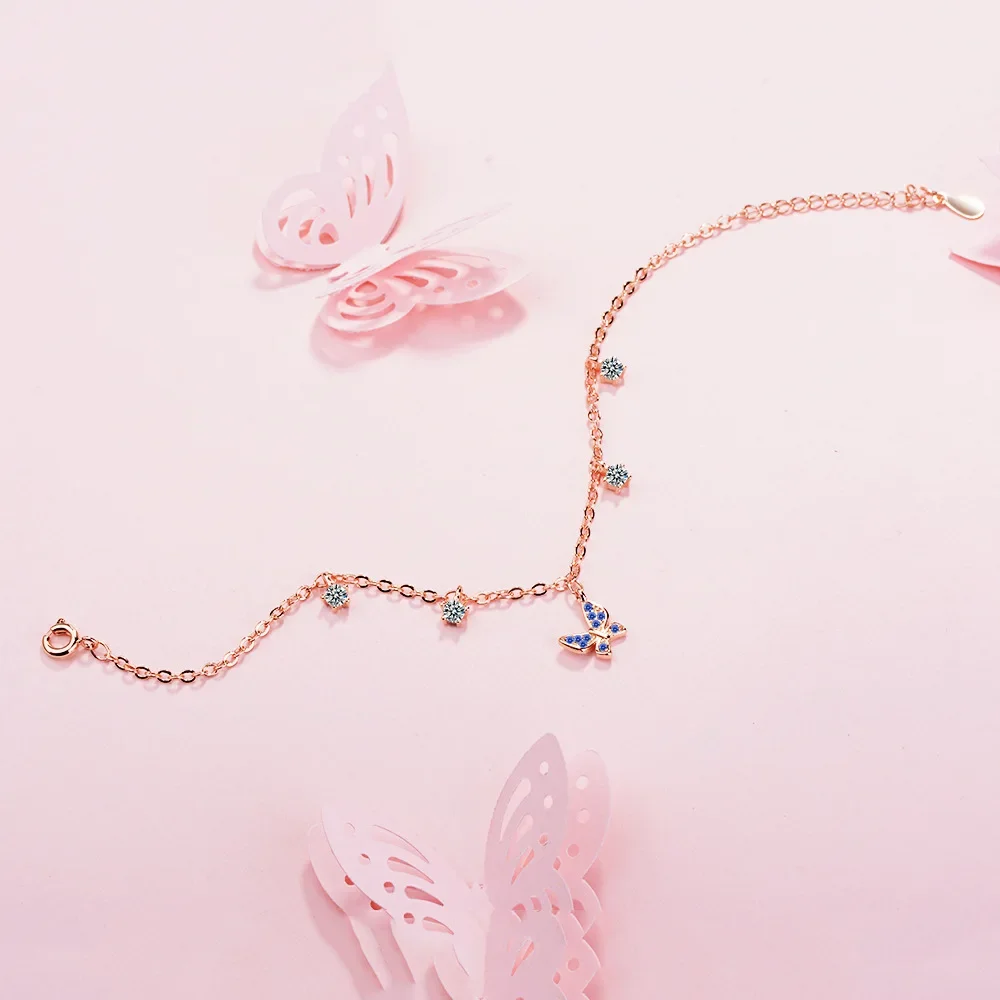 Браслеты-подвески из стерлингового серебра 925 пробы с кристаллами для женщин