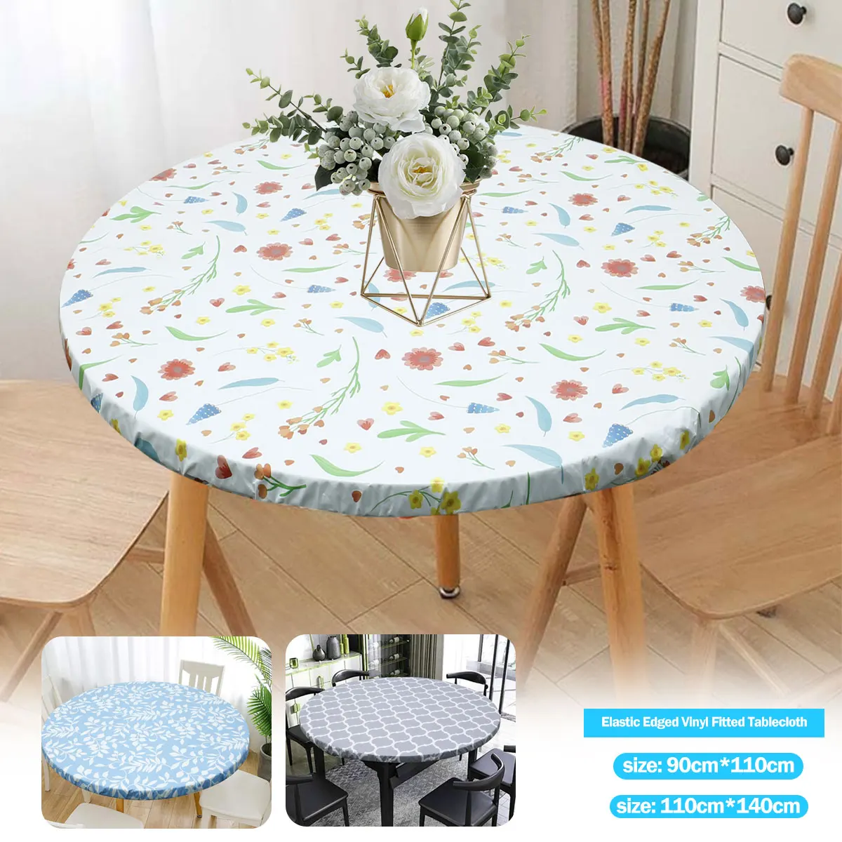 Indoor Outdoor Round Fitted Vinyl Table Cloth