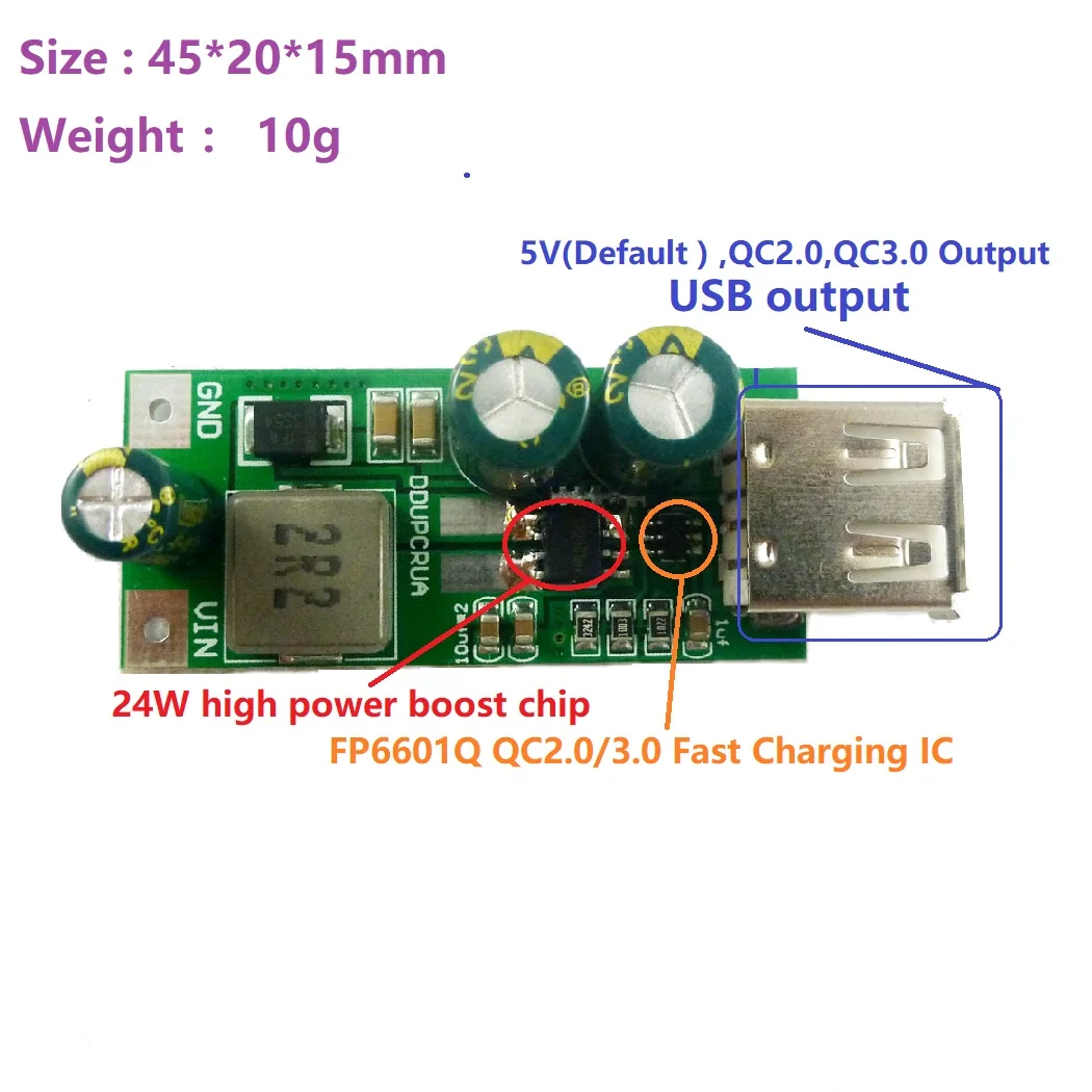 DDUPCRUA 20W QC3.0 2.0 FCP Быстрое быстрое зарядное устройство 3 7 В 8 4 2 5 до 9 12 USB DC-DC Boost Модуль