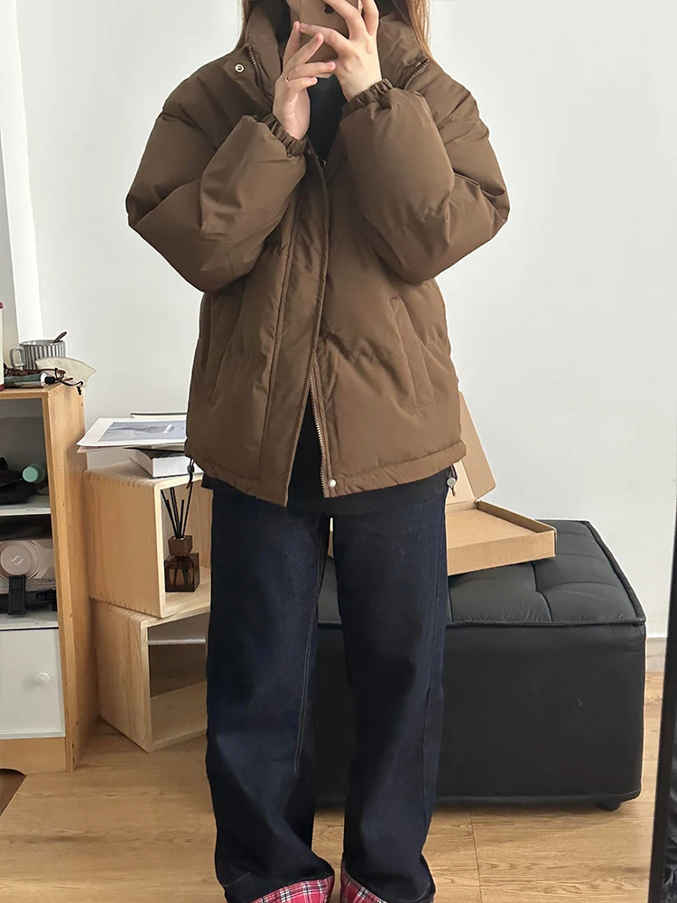 Maillard Coffee Color down Jacket Cotton-padded Clothes Men's Winter Thickened American vintage Stand Collar Cotton-Padded Co...