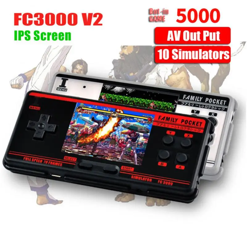 

FC3000 V2 Retro Console Color LCD Screen Game Classic Handheld Video Game Console Built In 5000 Games 10 Simulator Game Console