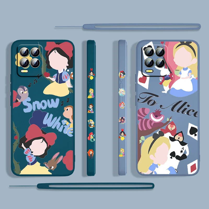 

Disney Illustrated Princess Phone Case For OPPO Realme 50A 50i Find X3 X2 Lite GT Neo2T Master Pro C2 C21 XT 5G Liquid Left Rope