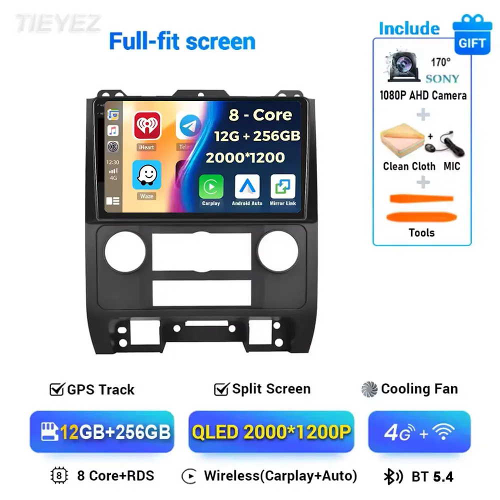 

Радио Android 15, для Ford Escape 2007, 2008, 2009, 2010, 2011, 2012, навигация, GPS, мультимедийный видеоплеер, стерео беспроводной 4G Carplay