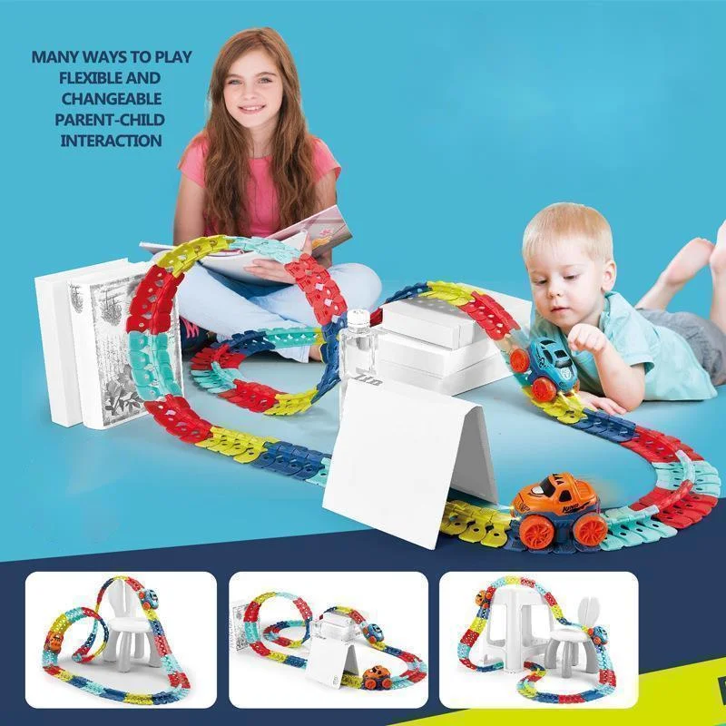 Changeable Track With LED Light-Up Race Car Racing Set Flexible Railway Assembled Birthday Gift For Kids Boys Toy | Игрушки и хобби