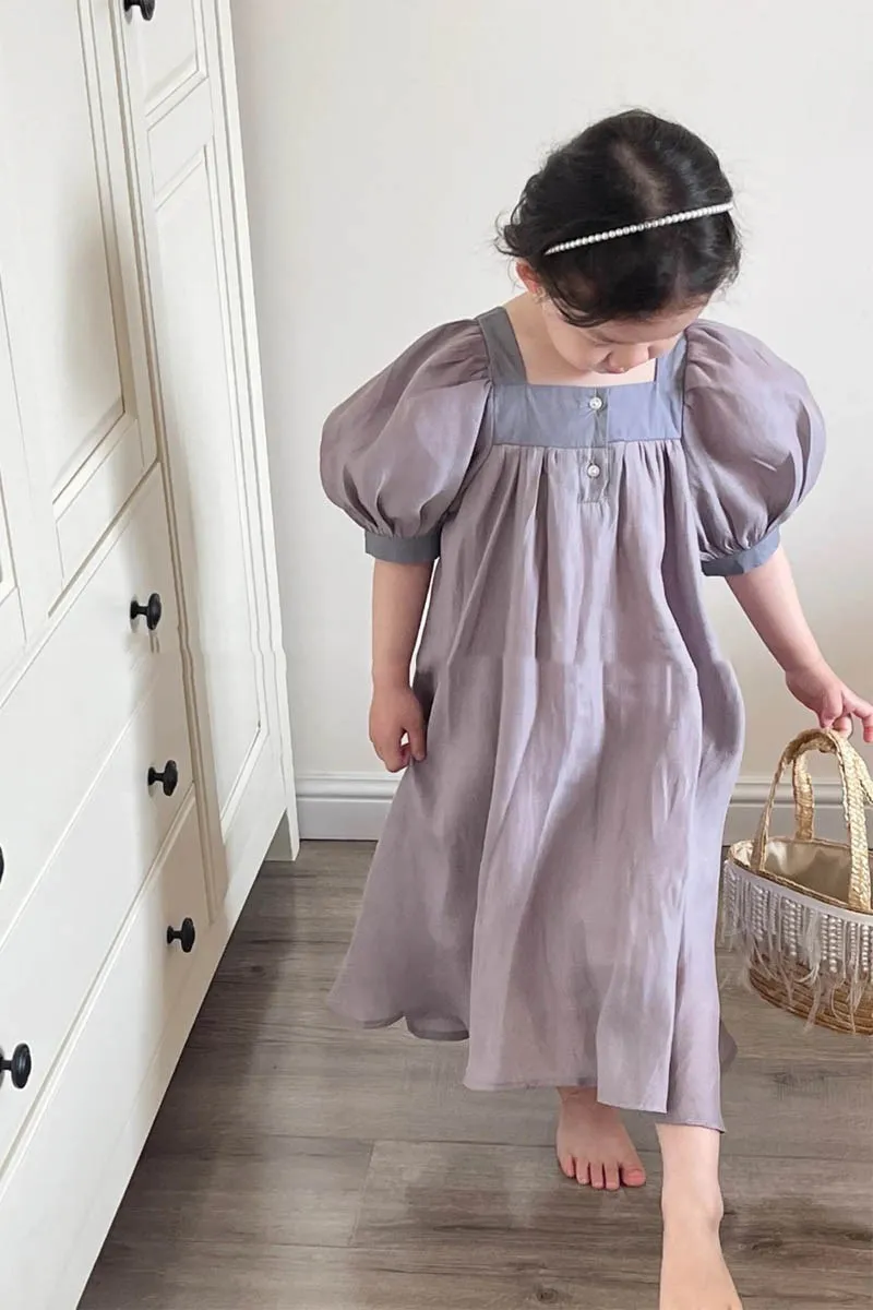 

2023 Sweet Girl Kids Dress Solid Backless Puff Sleeve Girl Dresses Birthday Wedding Party Rpincess Dress Girl Clothing