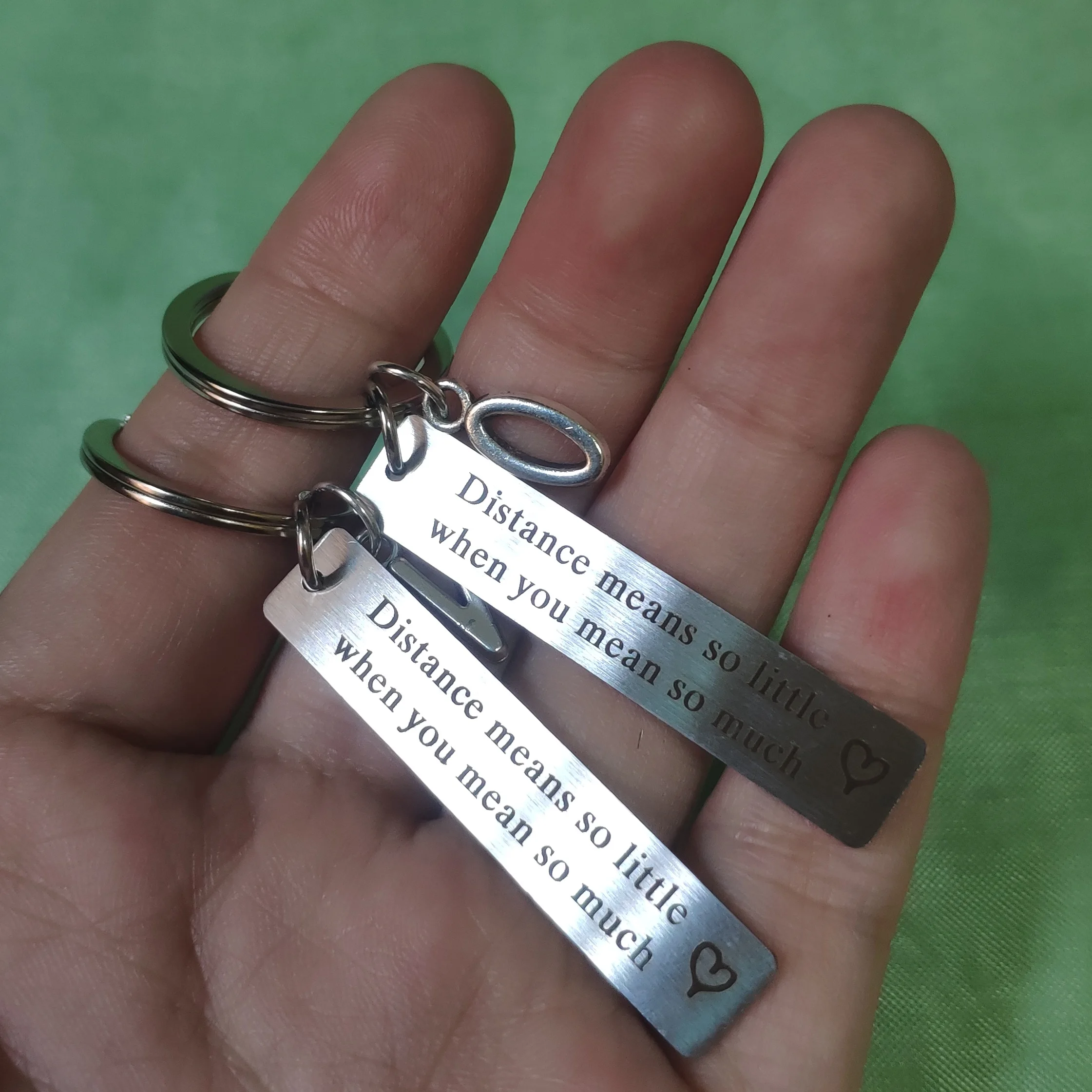 

Boyfriend Girlfriend Keychain for Car Keys Valentine's Day Keyring DIY Couple Gift Pendant Distance Means So Little 26 Letters