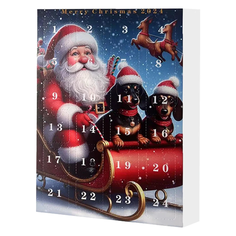 2024 24-дневный рождественский адвент-календарь с таксами милый календарь