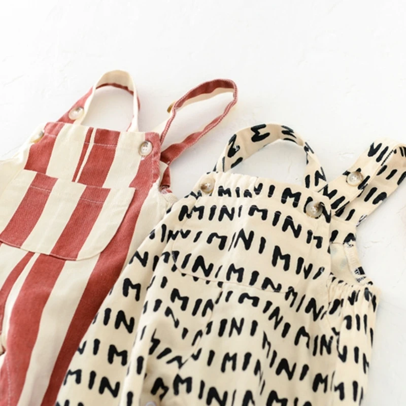 

N80C Cotton Jumpsuits One-piece Baby Romper Summer Clothes Cosy Bodysuit Strap Pant for 0-3Y Children Boys Girl