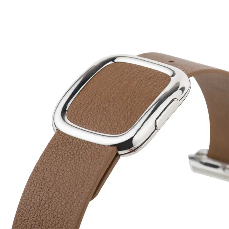 Leather Strap For Apple Watch Series 7 45mm 41mm Modern style buckle bracelet wristband For iWatch 6 5 4 SE 44mm 42mm 40mm 38mm