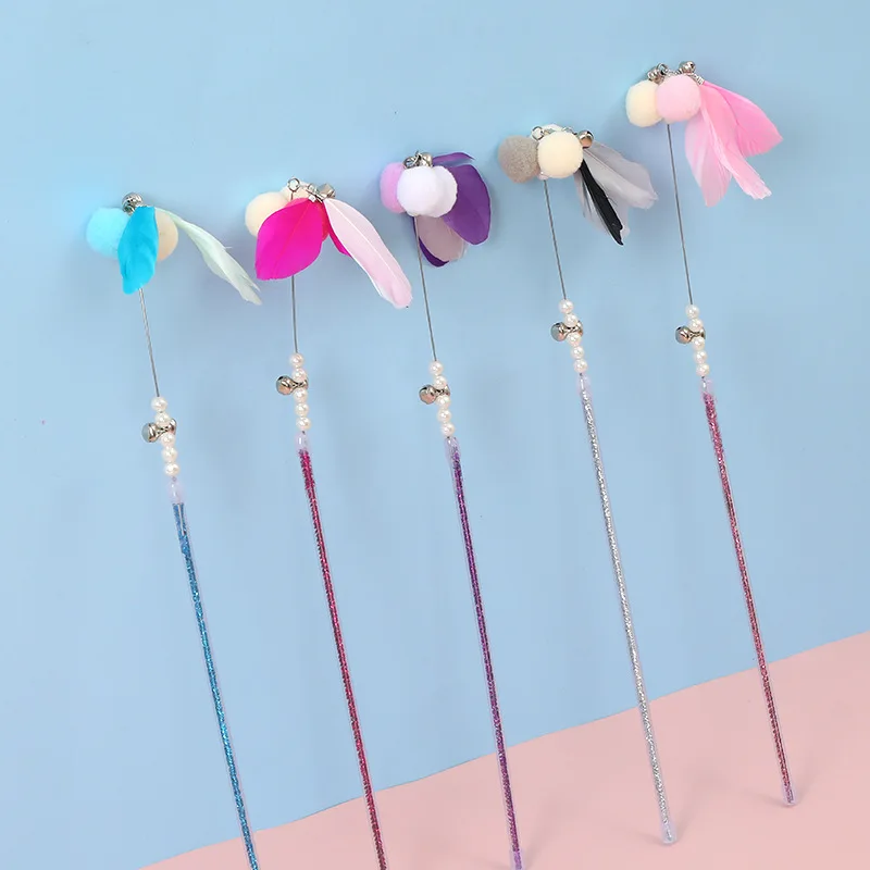 

Interactive Pet Cat Toy Funny Stick Feather with Bell Cat Teaser Toys Kitten Playing Scracher Teaser Wand Toys Cat Supplies