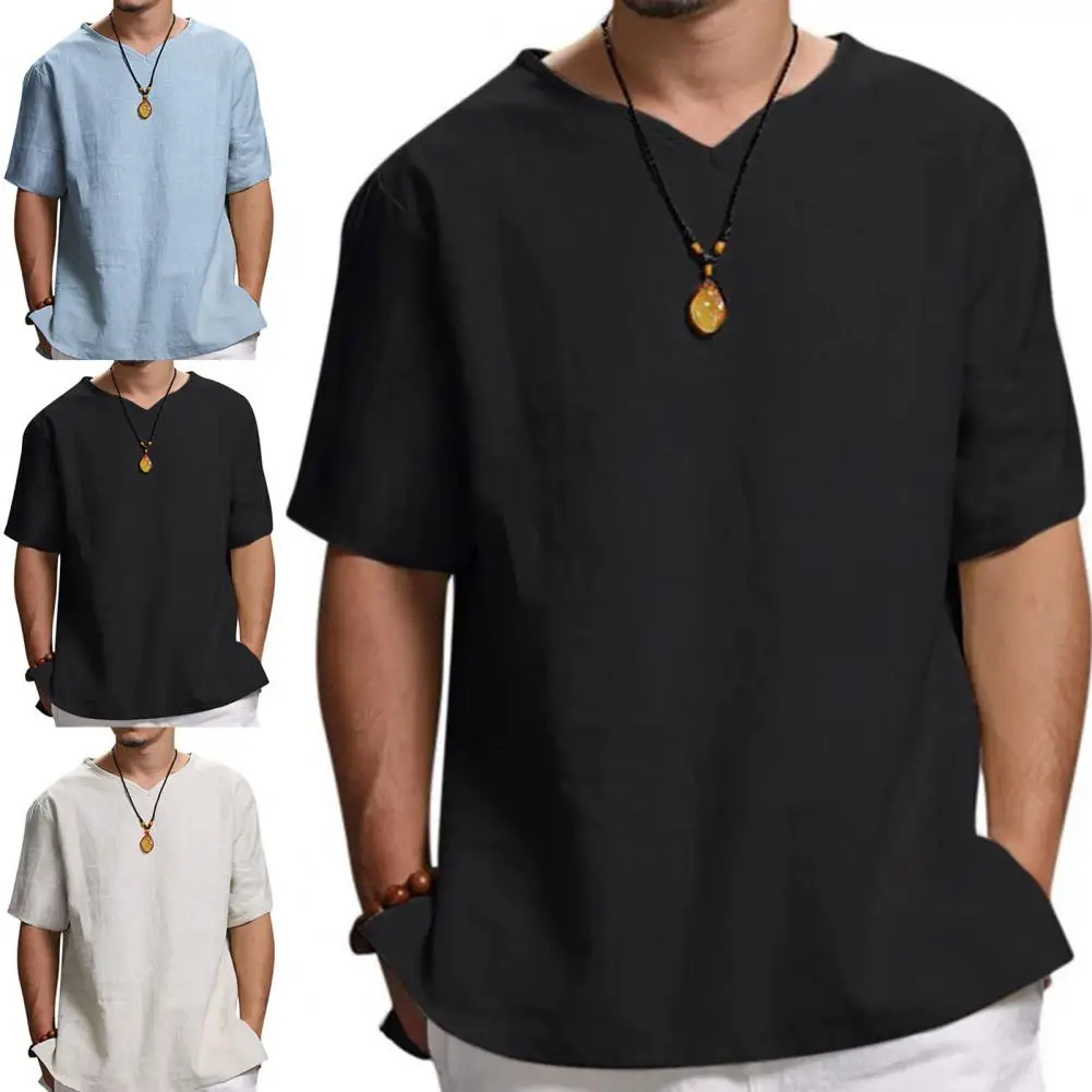 

Nice-looking Shirt Soft Male Slim T-shirt Good Craftsmanship Solid Color Male Top for Dating