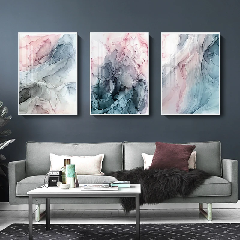 

Abstract colorful ink modern canvas poster wall art painting nordic poster and print wall painting living room home decor