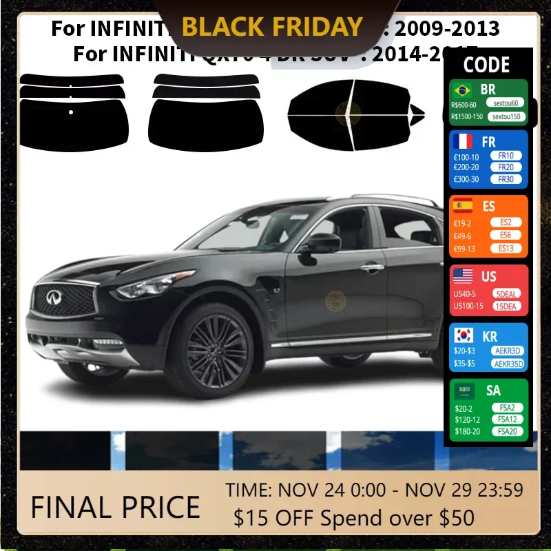 

Нанокерамическая Автомобильная УФ-пленка Precut для окон, автомобильная пленка для окон INFINITI QX70 4 DR SUV 2014-2017